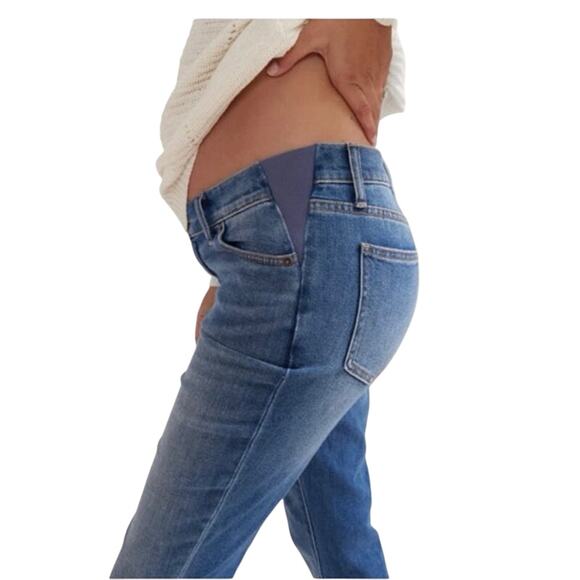 HATCH Collection The Crop Maternity Jeans Raw Hem Indigo Wash Women's Size 29 - Picture 1 of 12